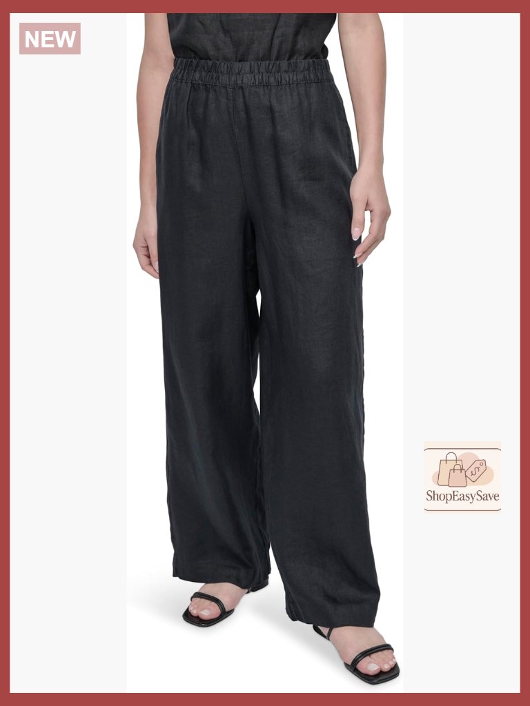 Lightweight Linen Wide Leg Pant Relaxed Fit Pull On Summer